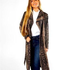 Stella Luce Wm’s Snake Print Unconstructed Lightweight Trench Coat/ W Be…